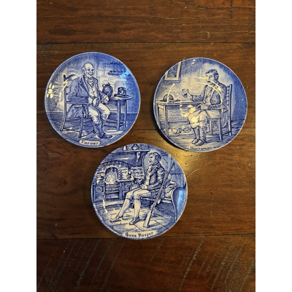 Enoch Wedgwood Tunstall Farmer‎ Huntsman & Game Keeper Trinket Dishes VTG 60s